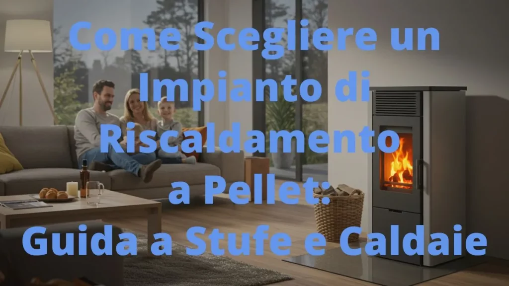 Interno di una casa moderna e accogliente con un impianto di riscaldamento a pellet in funzione, simbolo di una scelta consapevole.
