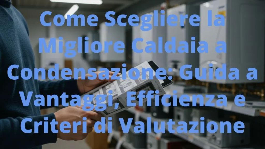 Persona che confronta schede tecniche di diverse caldaie a condensazione per fare la scelta migliore.